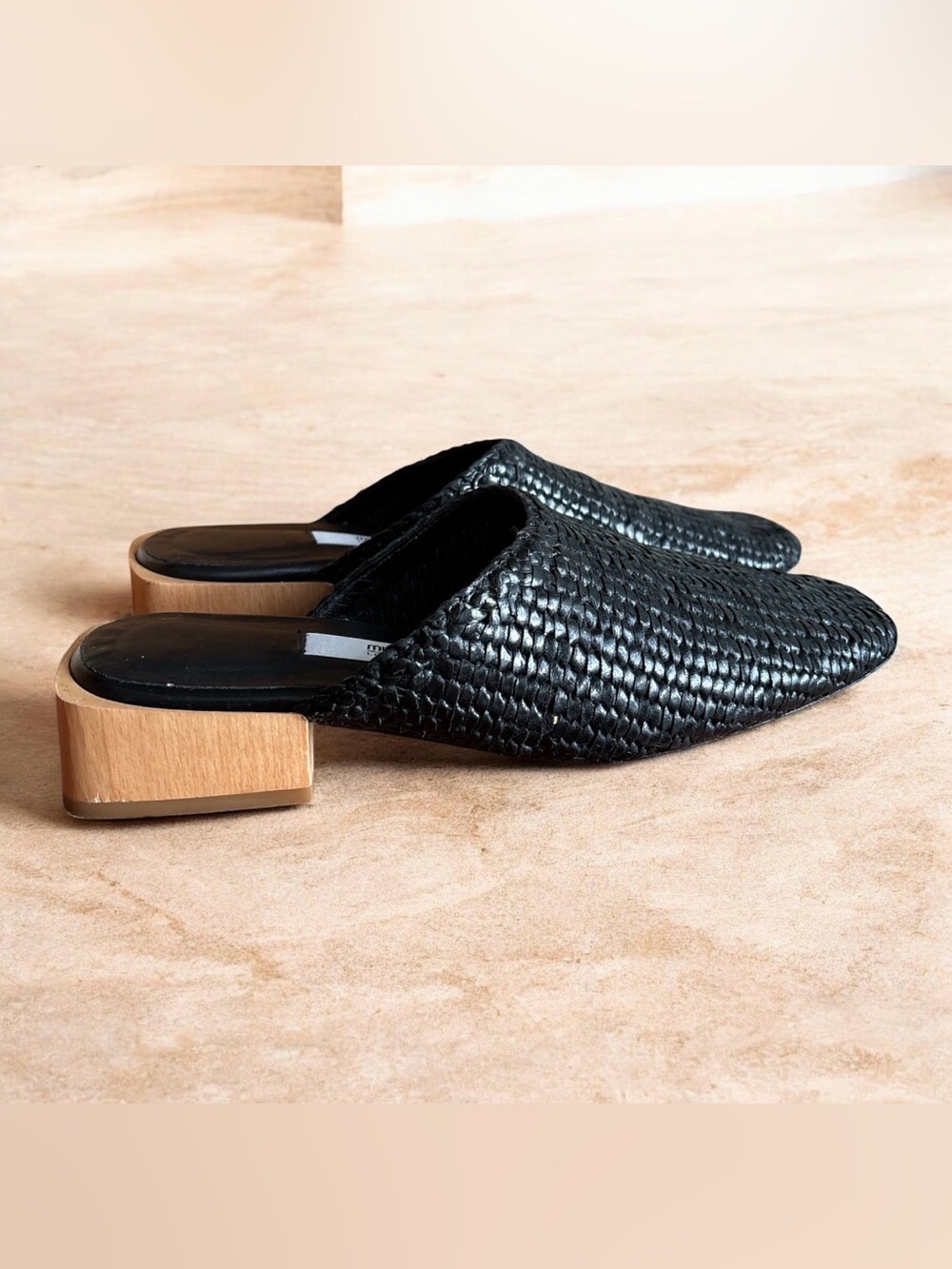 Miista Juana woven mule, black leather